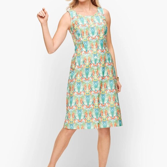Talbots Tropical with Bird Print Sleeveless Shift Dress in Size 14 - Picture 1 of 11